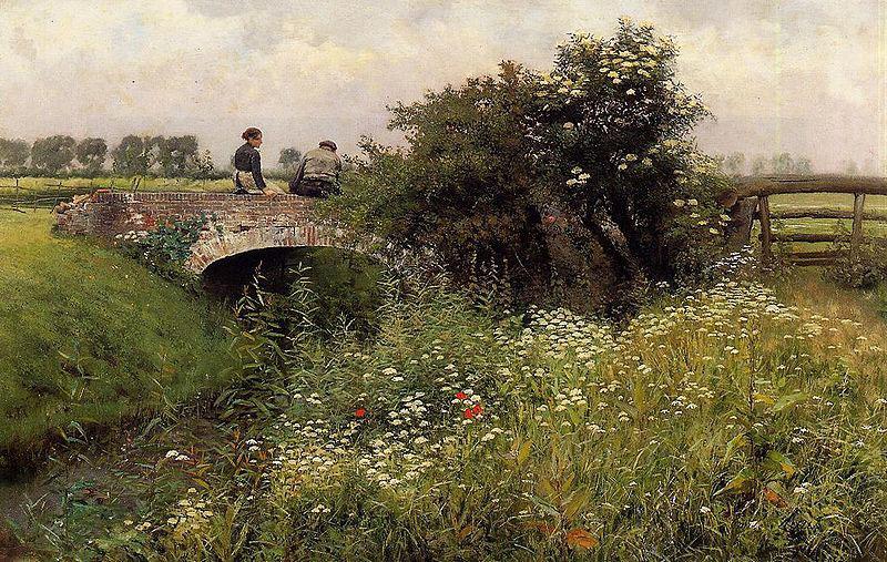 Emile Claus A Meeting on the Bridge Norge oil painting art